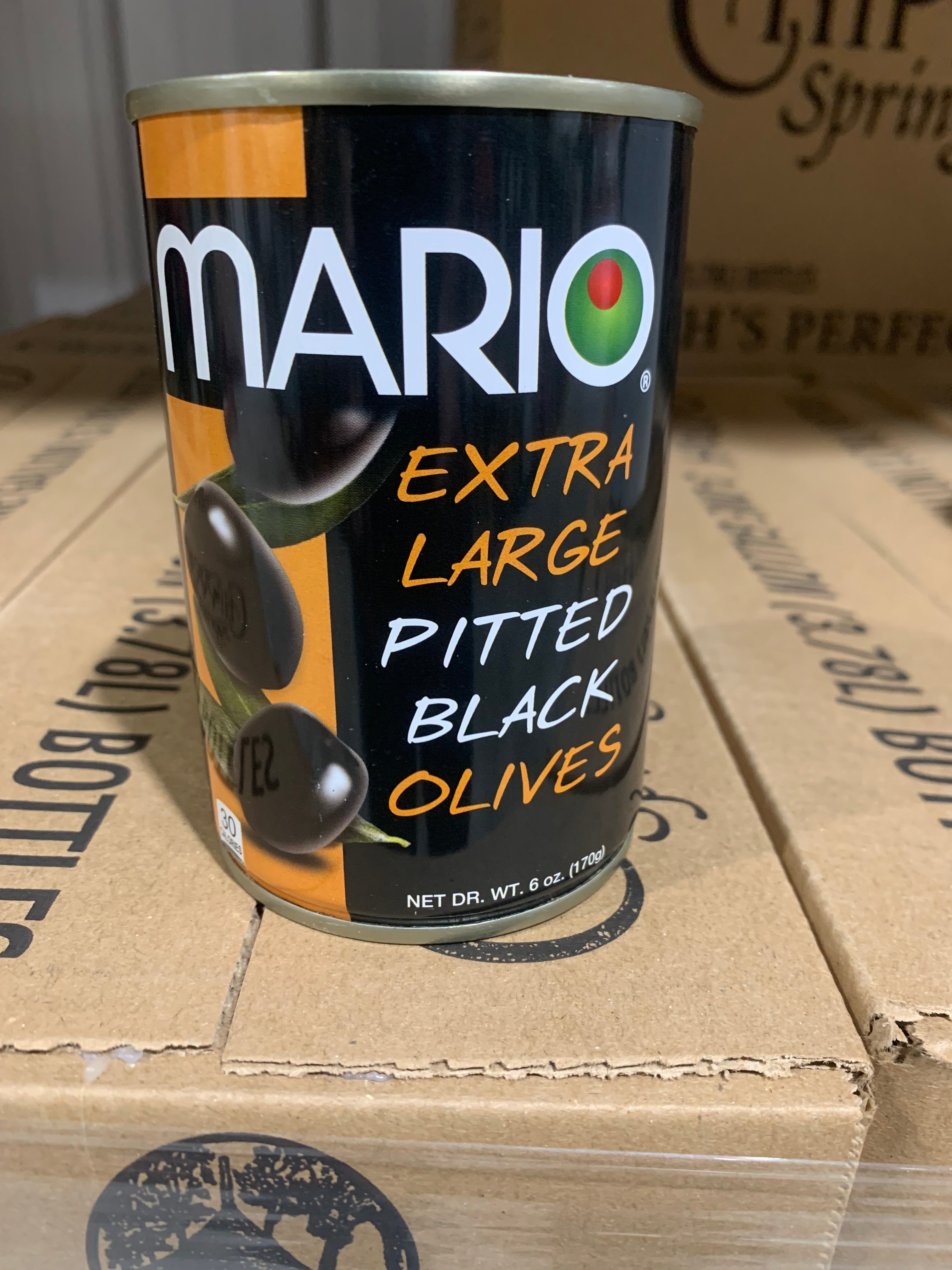Mario extra large black pitted olives 12/6oz