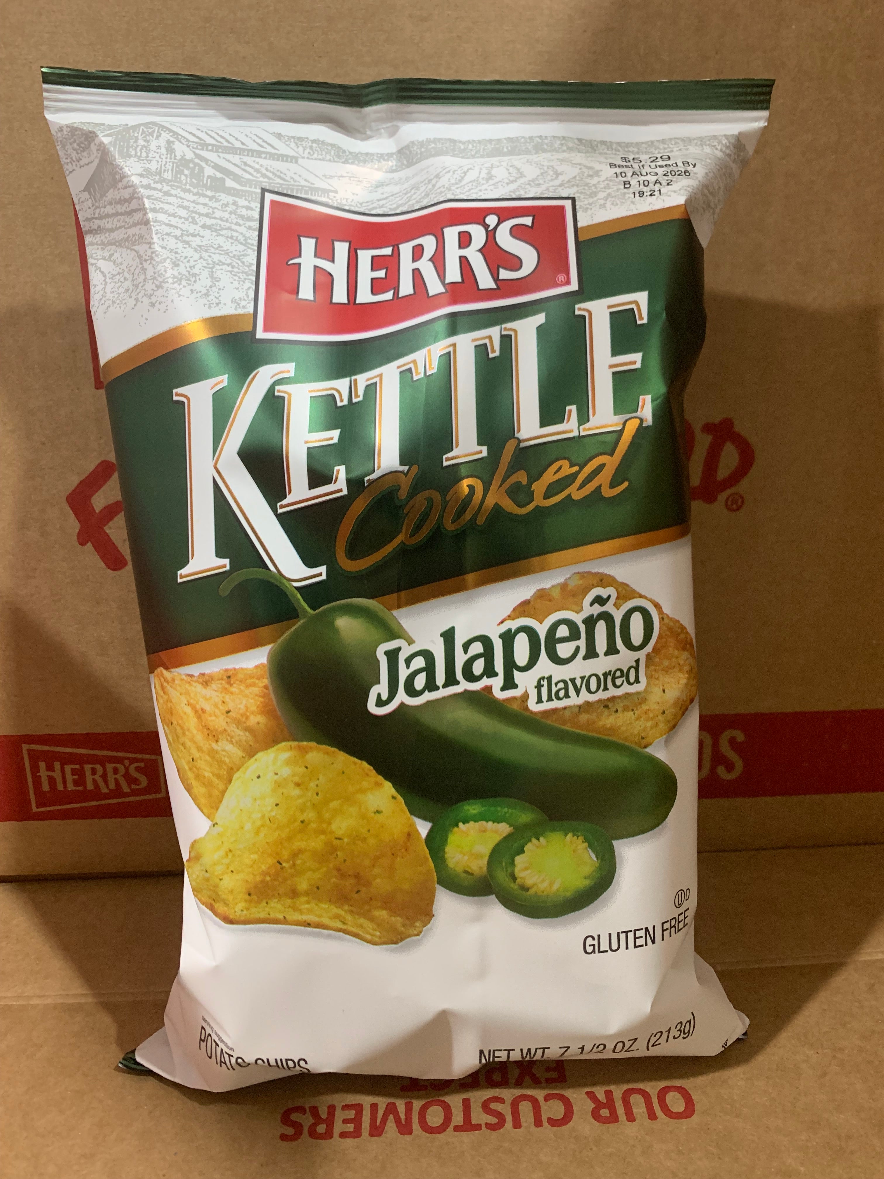 Herr's jalapeno kettle chips 12/7.5oz