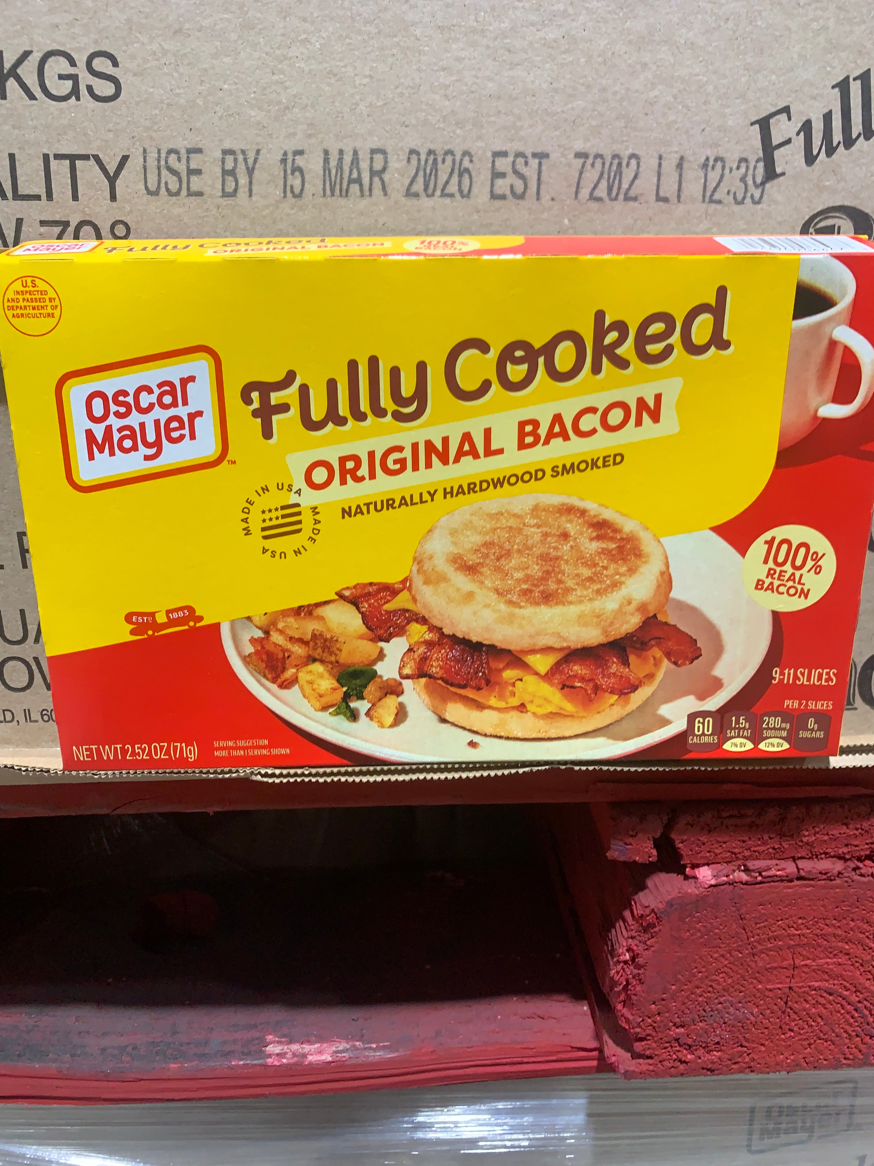 Oscar mayer fully cooked bacon original 48/2.52oz