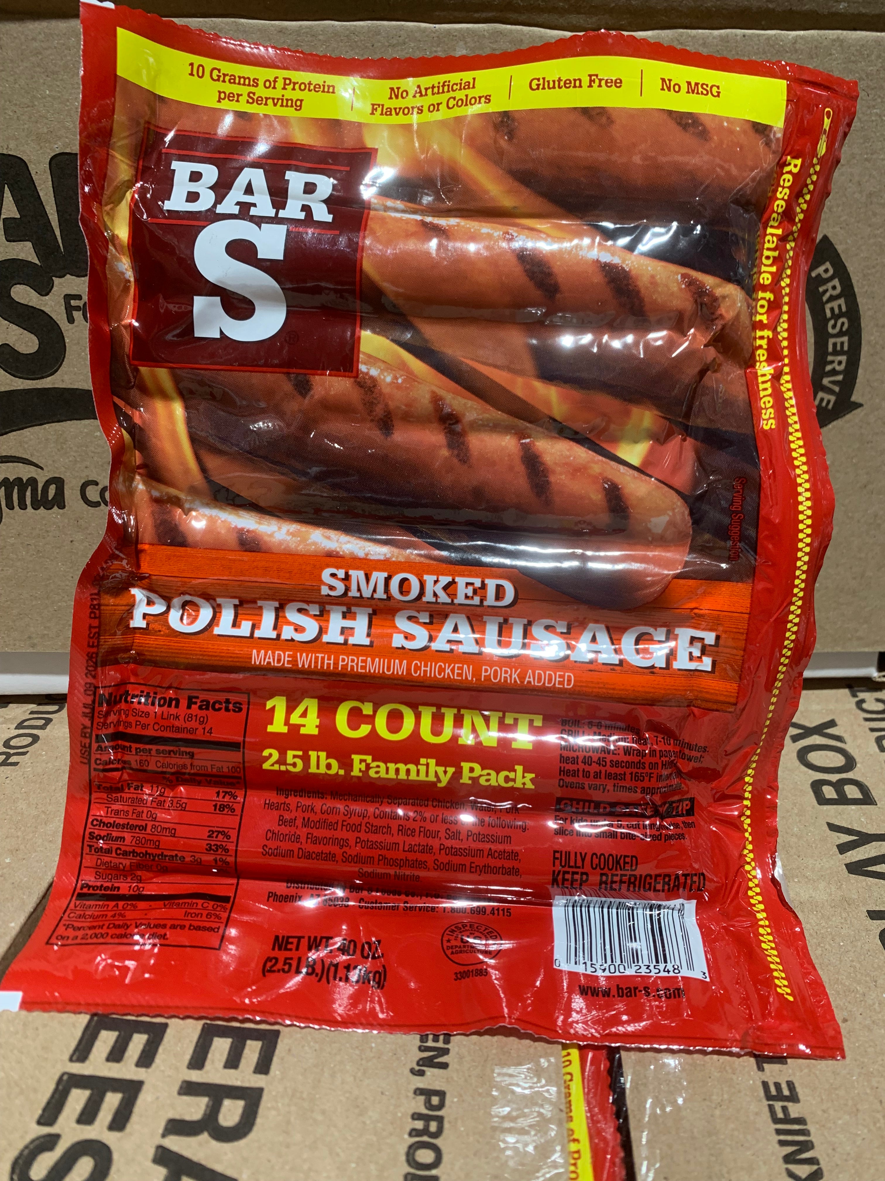 Bar-S smoked polish sausage 10/2.5lb