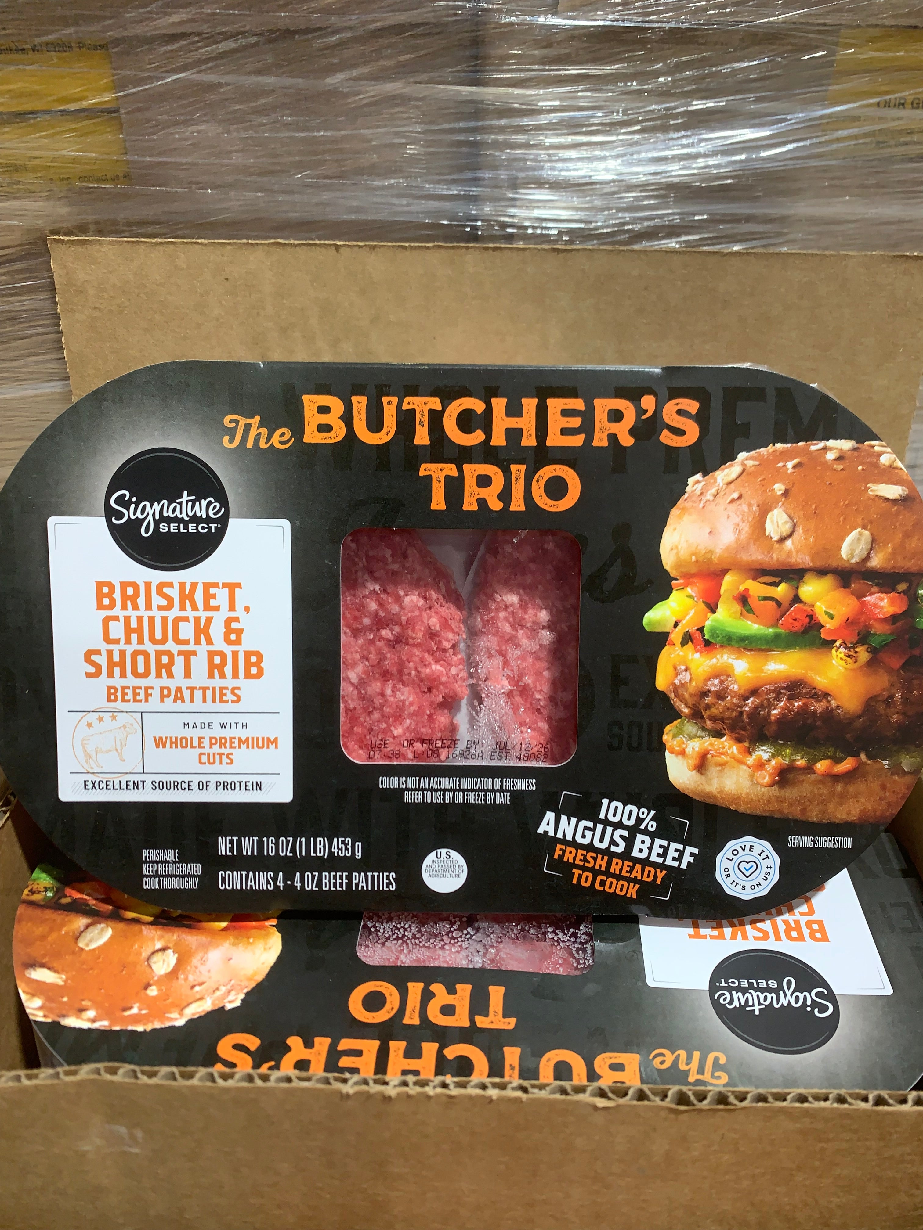 Angus beef burger butchers trio chuck-prime rib-short rib 4-1/4lb 6/16oz