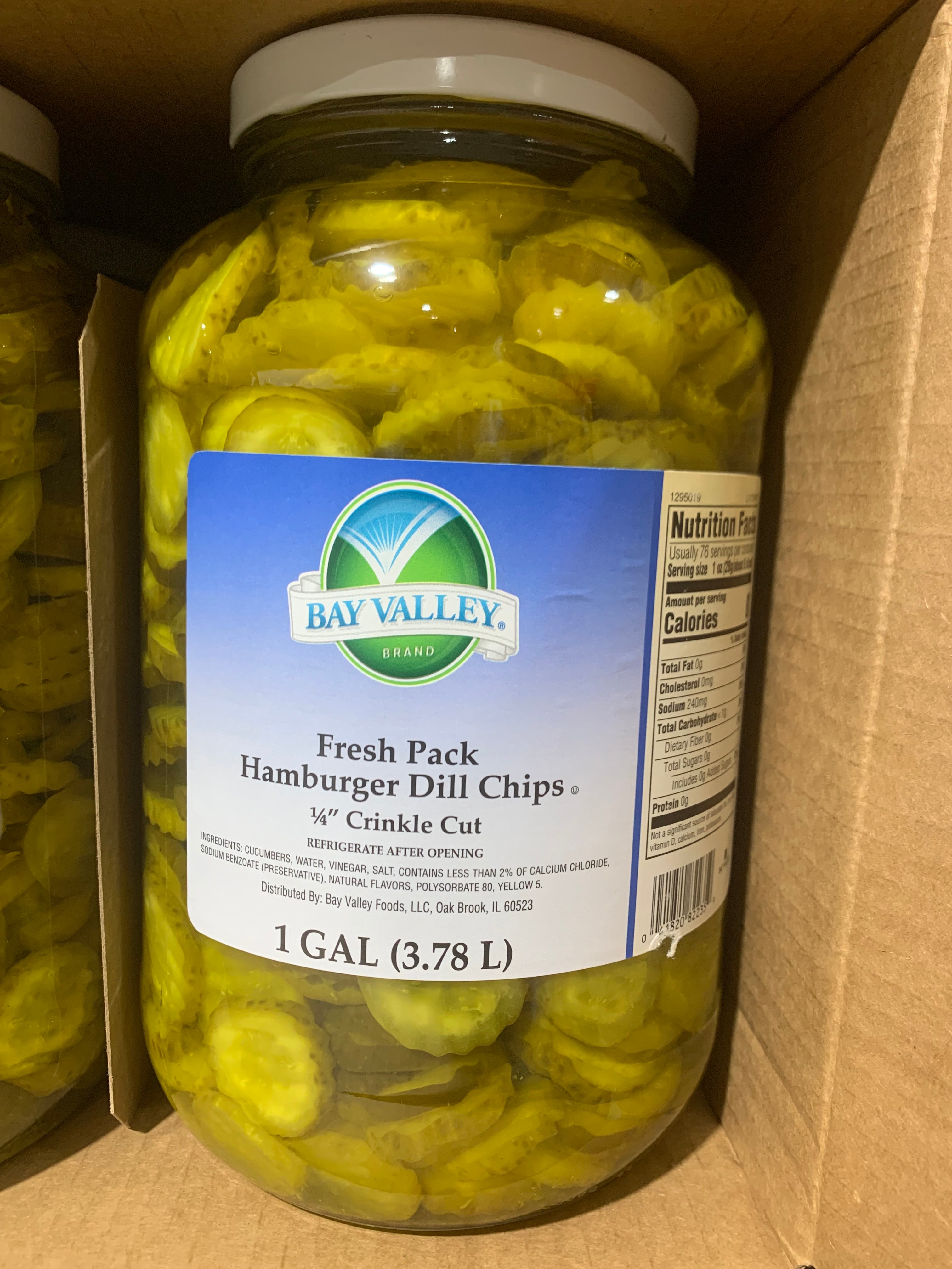 Bay valley hamburger dill pickle chips 4/1gal