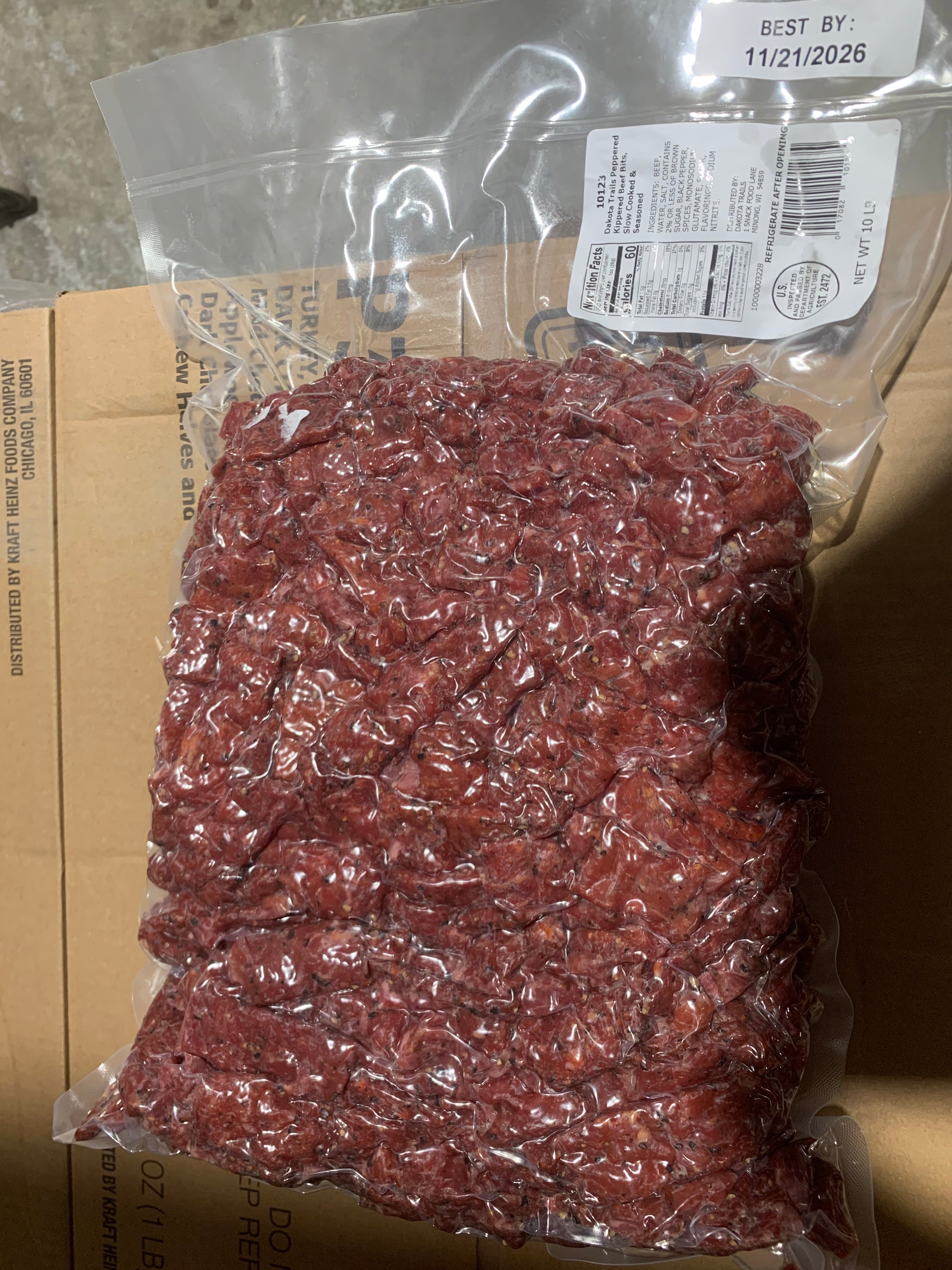 Dakota Trail beef jerky peppered 10lb