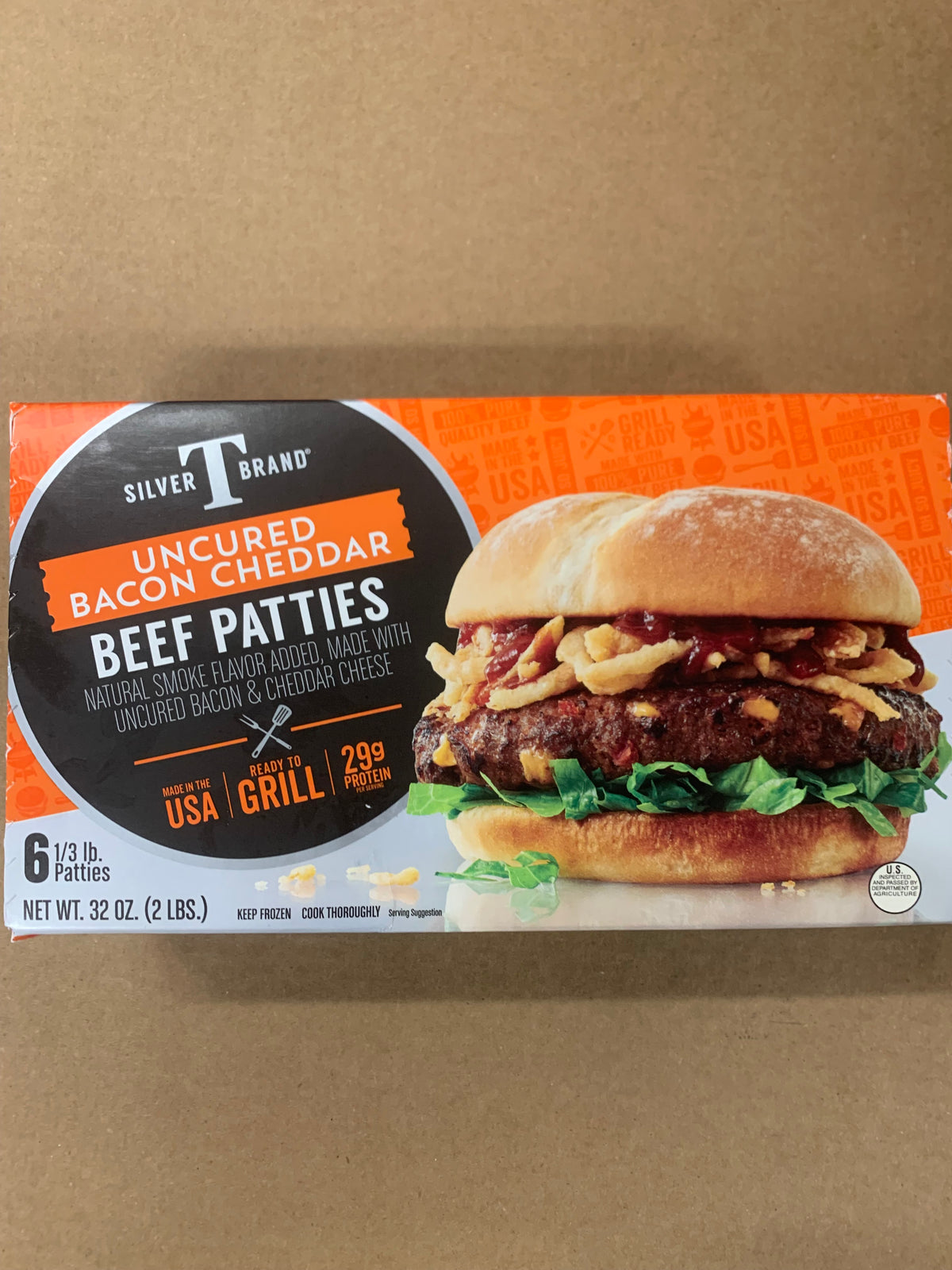 Silver T Bacon cheddar beef patties 12/32oz