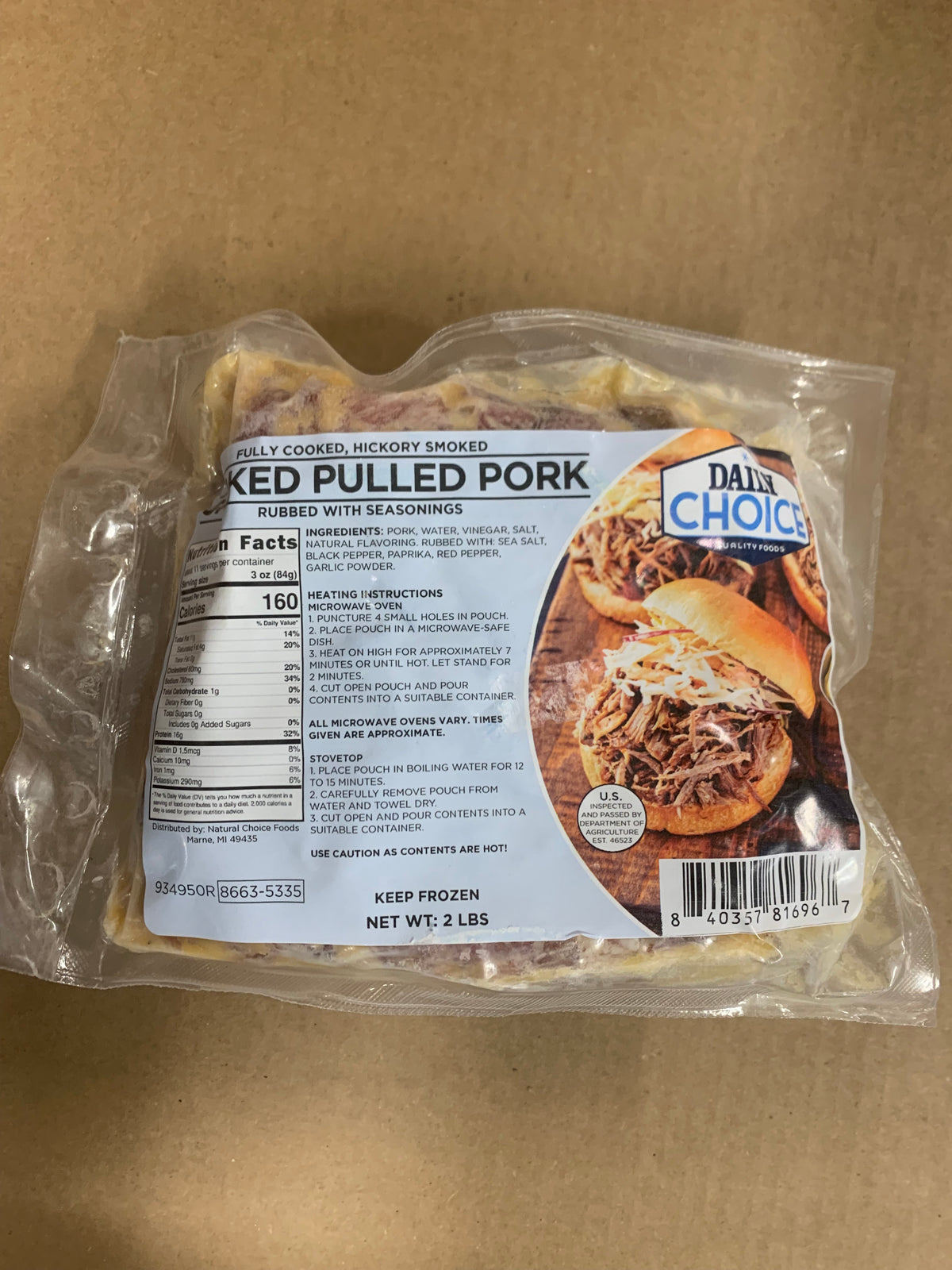 Daily choice pulled pork smoked FC w/seasonings 12/2lb