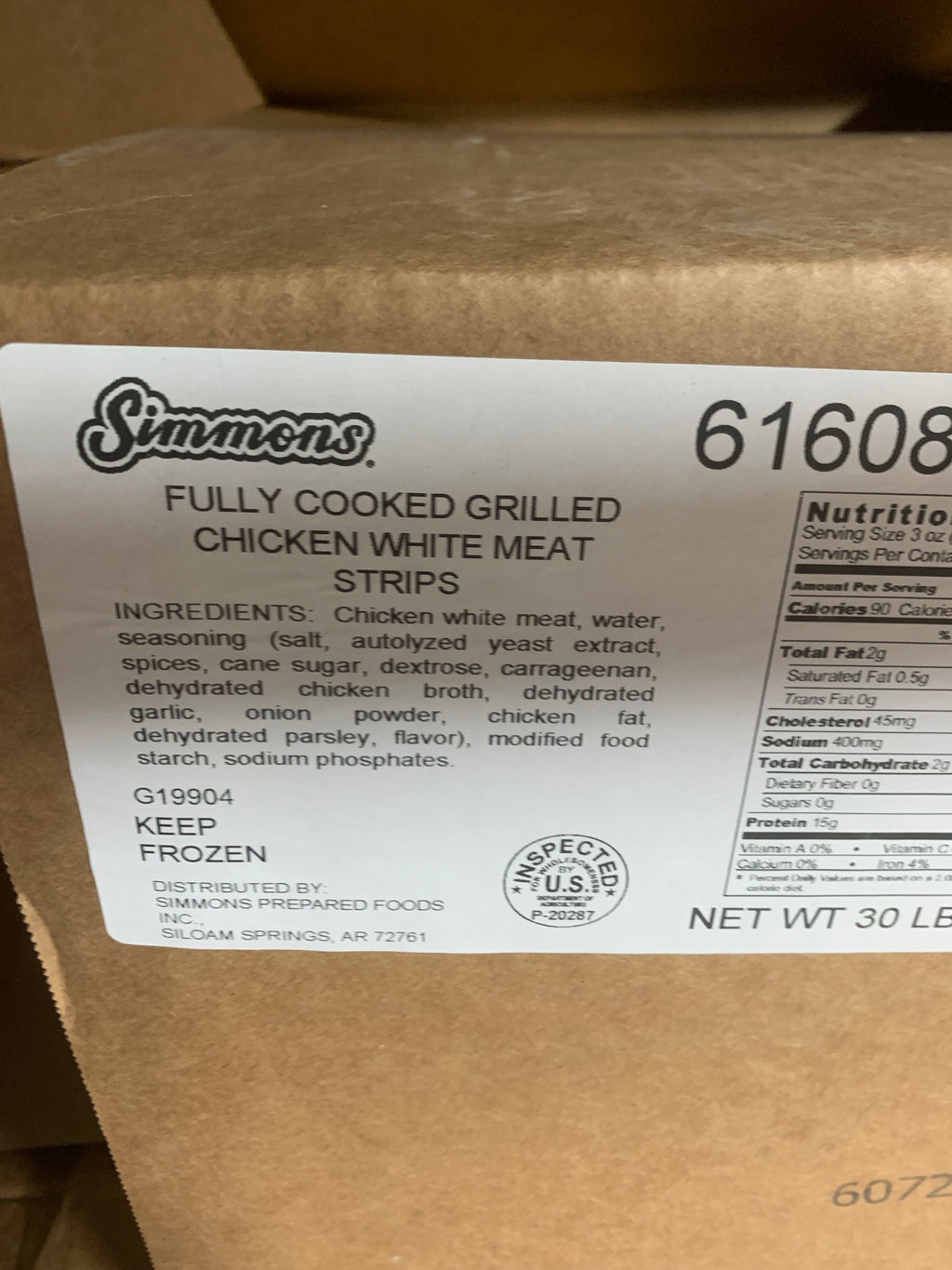 Simmons grilled chicken breast slices FC 6/5lb