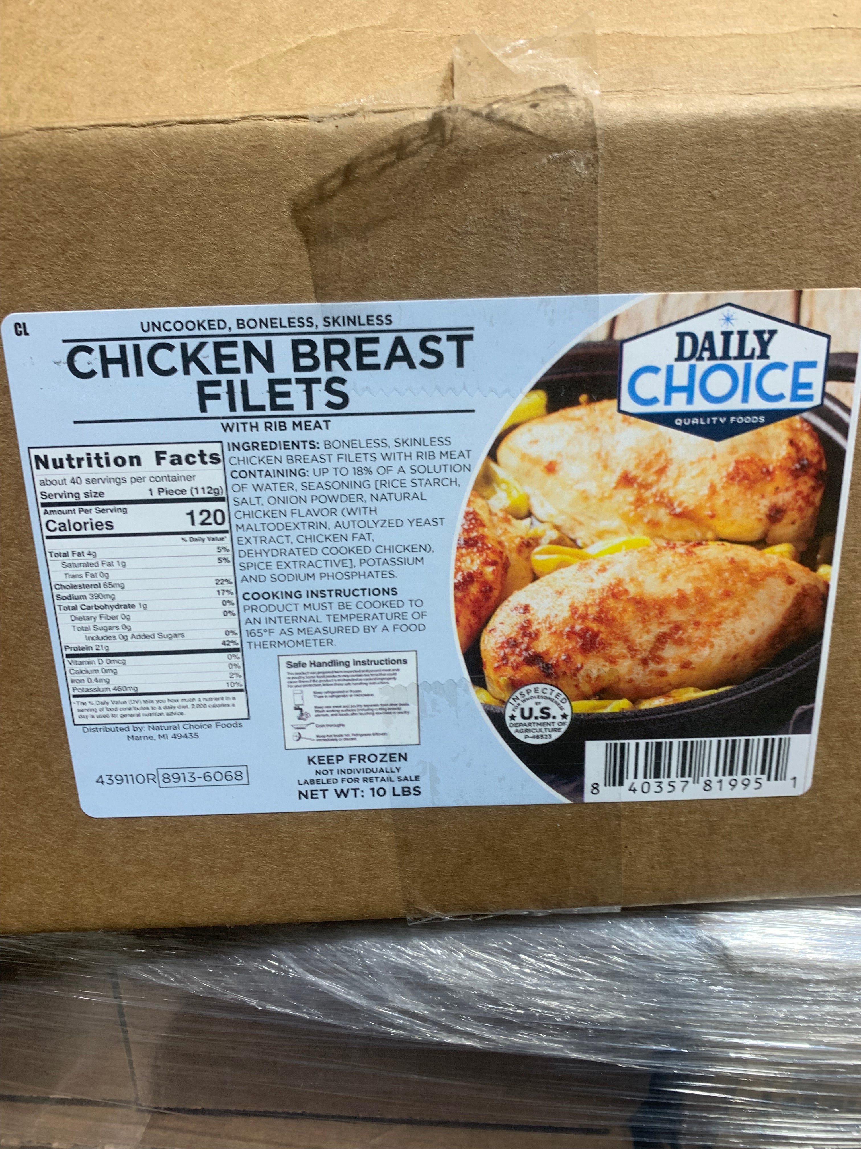 Daily choice chicken breast filets unckd 2/5lb