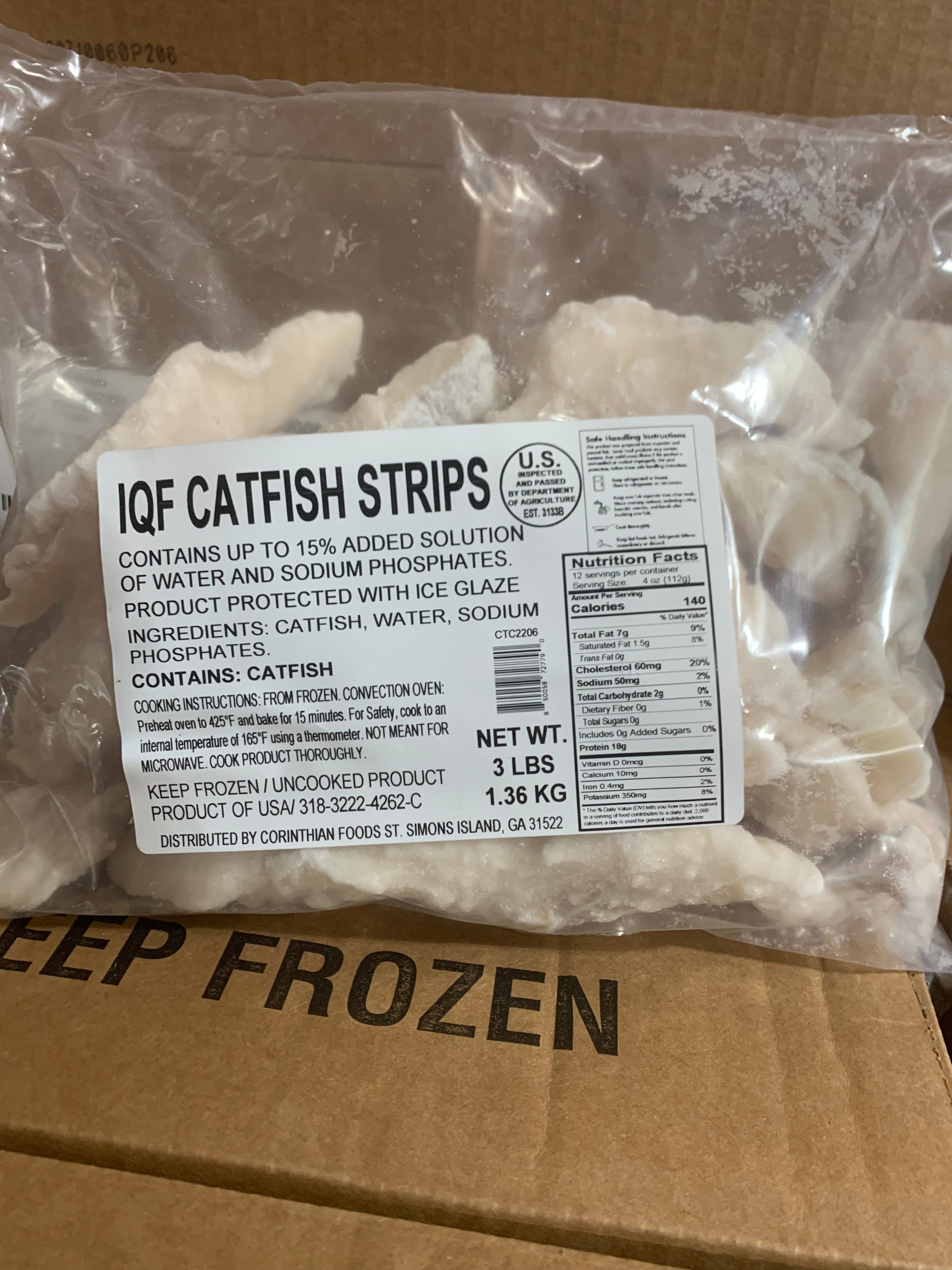 IQF catfish strips 10/3lb