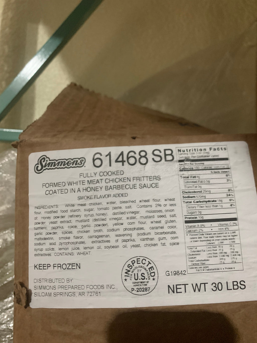 Simmons FC honey bbq chicken chunks 48/10oz