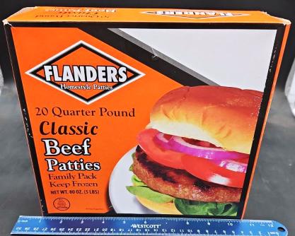 Flanders beef patties 20-1/4lb family pk 8/80oz