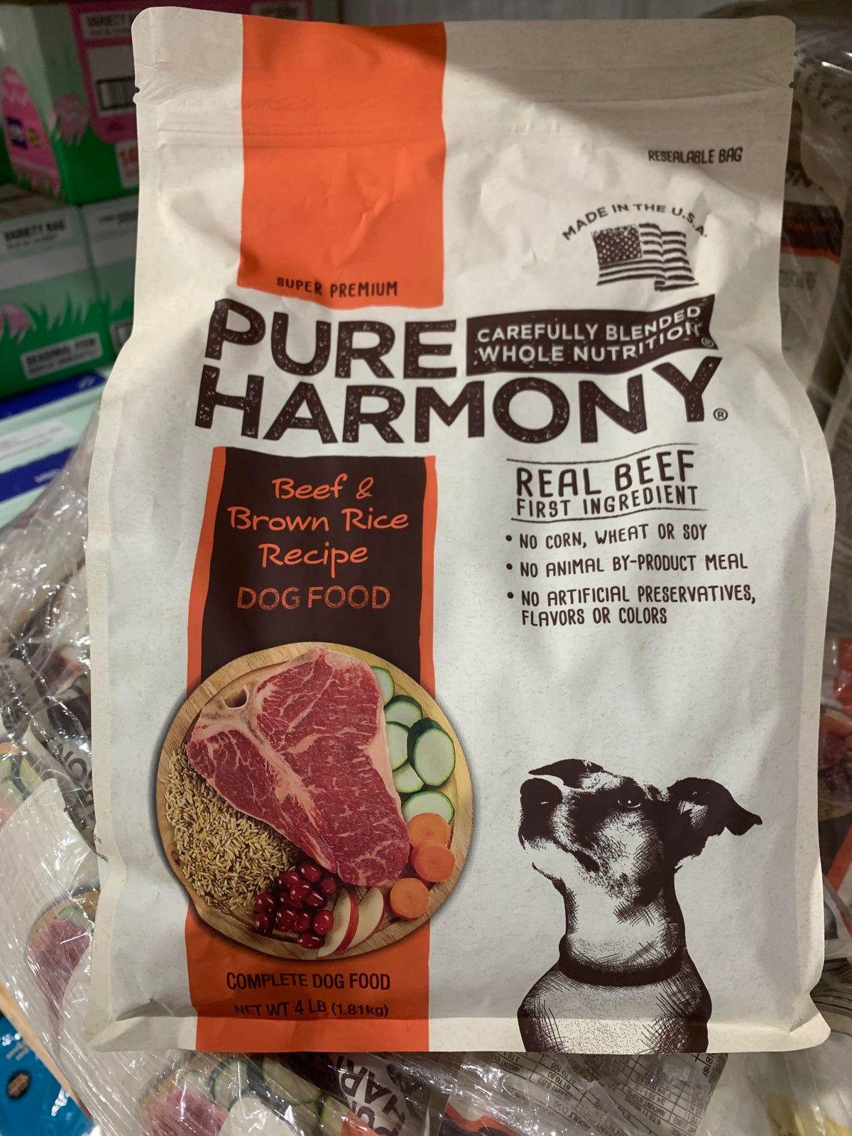 Pure Harmony beef & brown rice dog food 6/4lb